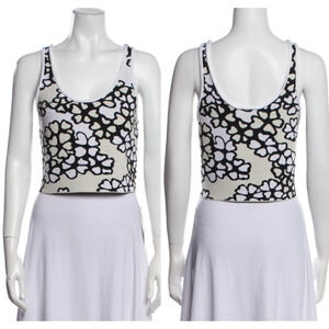 3.1 Phillip Lim Floral Jacquard Sleeveless Crop Tank Top Black/White Women's XS